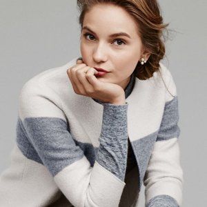 Ann Taylor Stripe boiled Wool Jacket Thin Size Small